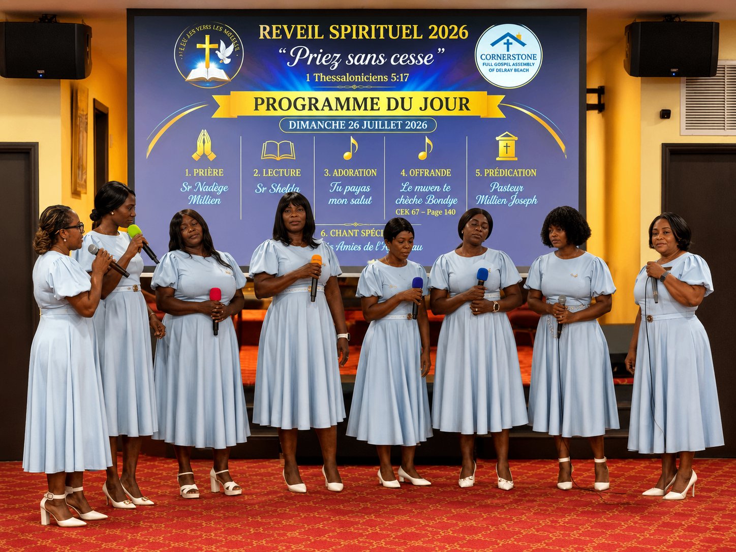 Les Amies de l'Agneau ministering during Réveil Spirituel 2026.