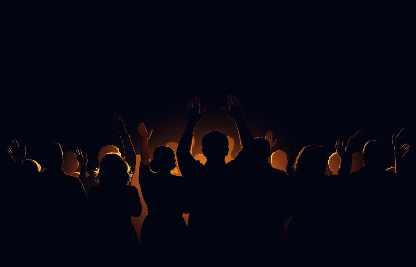 Silhouettes of community gathered together